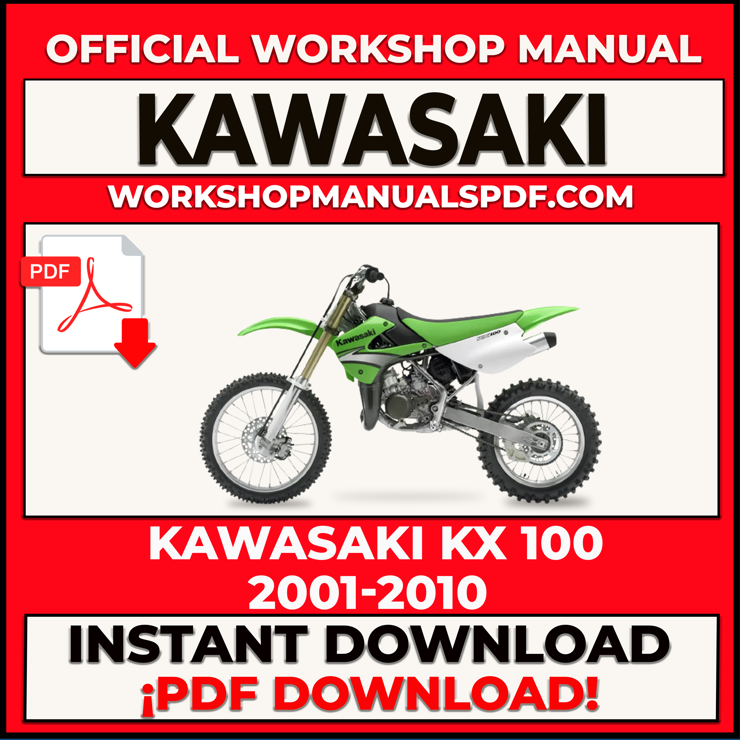 Kawasaki KX 100 2001-2010 Workshop Repair Service Manual PDF